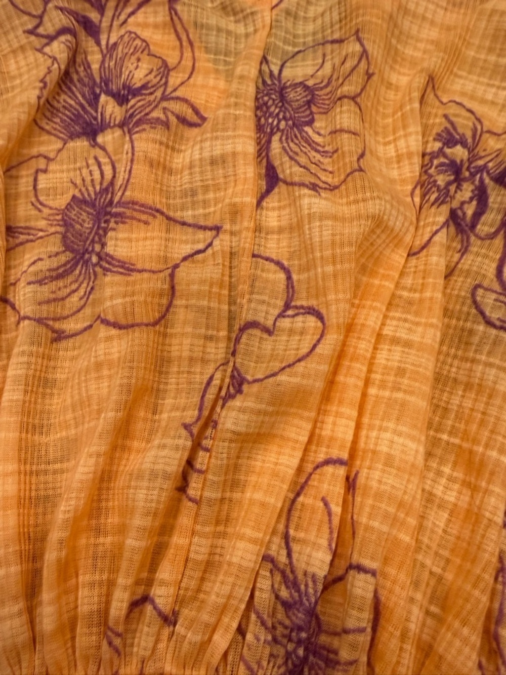Free People orange and purple floral cropped flowy Boho top size XS - Picture 8 of 9